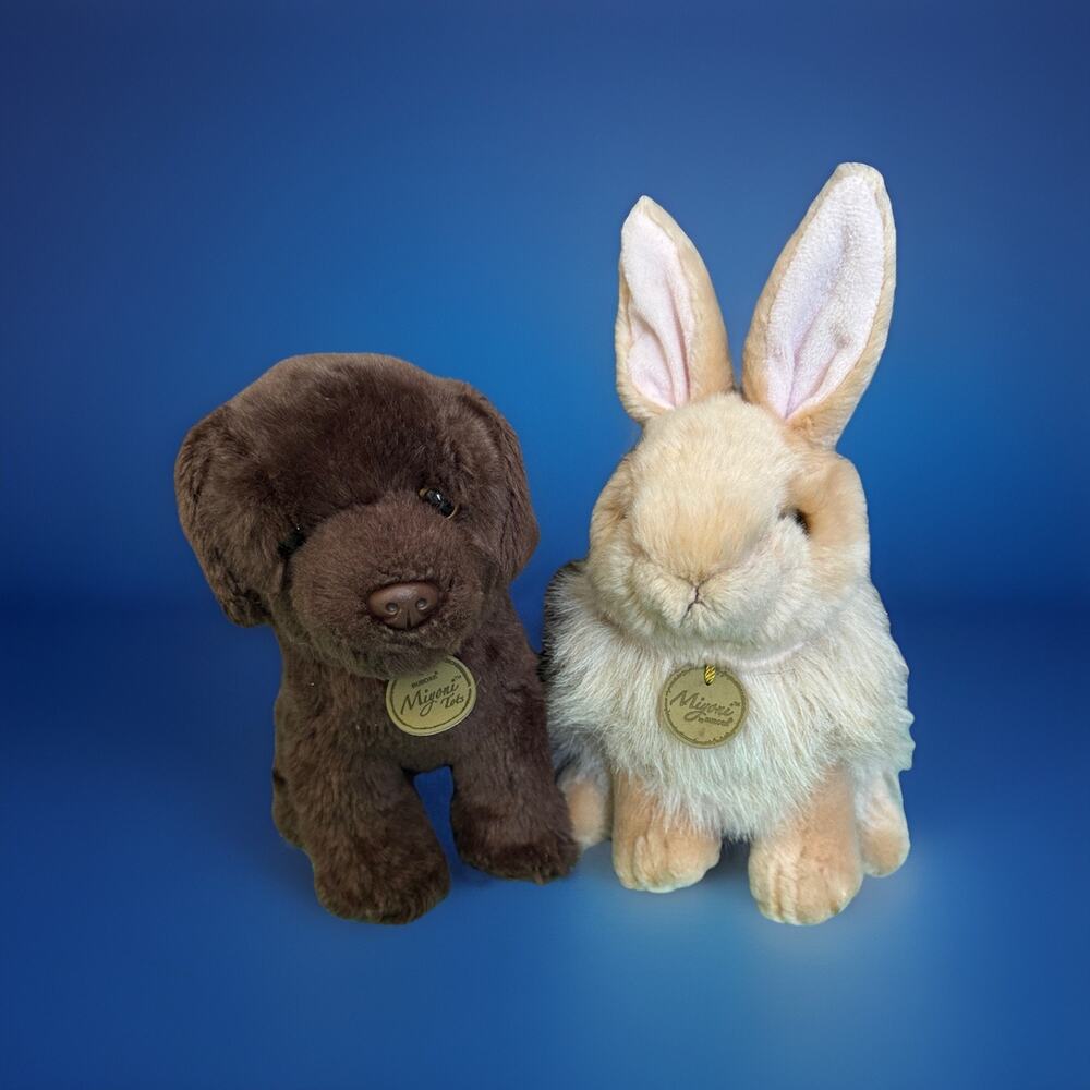 Aurora Miyoni Plush Bundle Bunny Rabbit Chocolate Lab Puppy Dog Stuffed Animal
